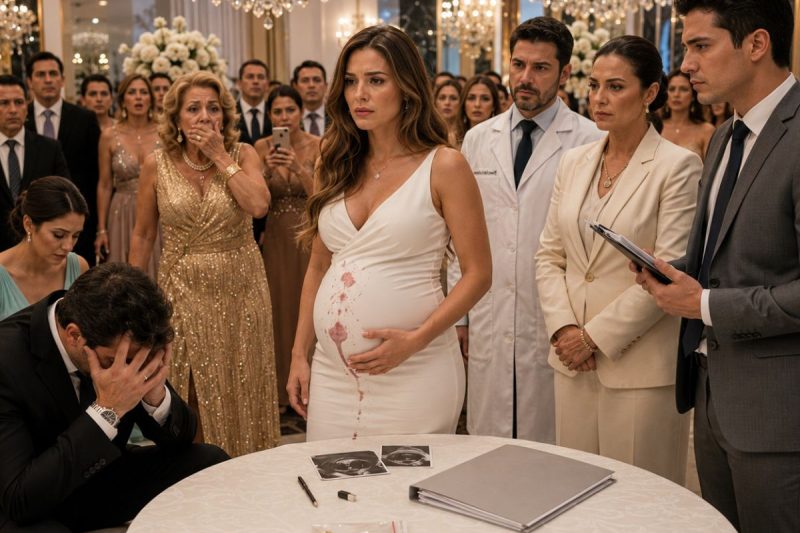 Minha sogra jogou vinho no meu vestido de grávida e disse: “uma mulher desesperada assina qualquer coisa”; meu marido ficou calado, mas quando abri a pasta médica diante dos convidados, ninguém teve coragem de rir