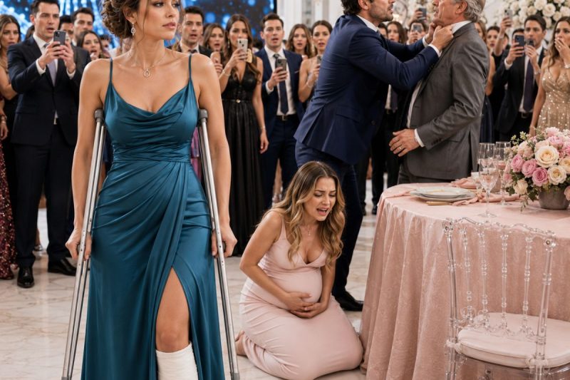 Depois de me empurrar pela escada, meu marido achou que eu ficaria calada, mas apareci de bengala na festa da família com um envelope lacrado; quando o conteúdo apareceu no telão, a amante grávida desabou, o pai dele perdeu a voz e os sócios saíram do salão.