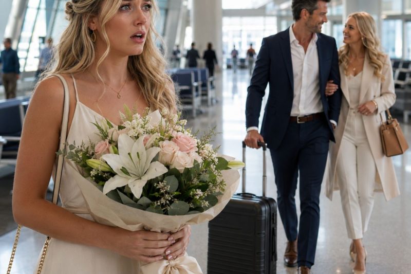 Eu segurava flores para receber meus pais quando meu marido, que supostamente estava em uma viagem de negócios, saiu do aeroporto com a mão na cintura de outra mulher.