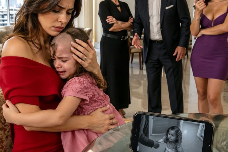 Minha filha chorava com a cabeça raspada enquanto minha sogra repetia: “Sua menina roubou minha pulseira.” E, quando meu sogro me deu uma bofetada na frente da família, eu não gritei; apenas peguei os documentos, o dinheiro escondido e abri uma gravação que ninguém imaginava que ainda funcionava.