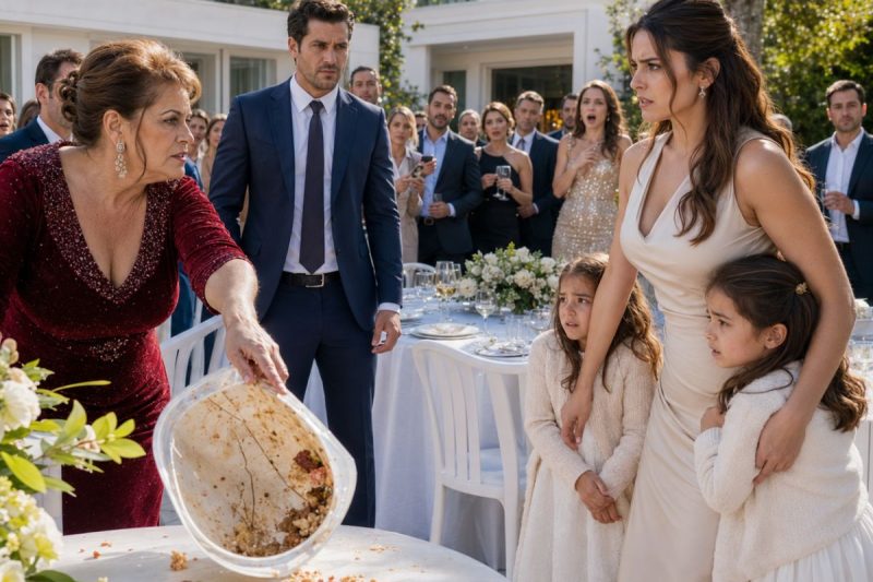 Na inauguração da mansão que meu marido jurava ter comprado, minha sogra jogou sobras de comida para mim e minhas filhas diante de 50 mesas e disse: “Agradeçam por receber alguma coisa.” Eu só me levantei, segurei minhas meninas e fui embora tranquila, porque a conta de 238 mil reais estava prestes a revelar a primeira mentira.