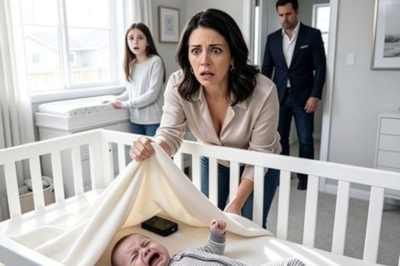 Meu bebê chorava toda vez que ia para o berço… até eu descobrir o que meu marido escondia embaixo dele