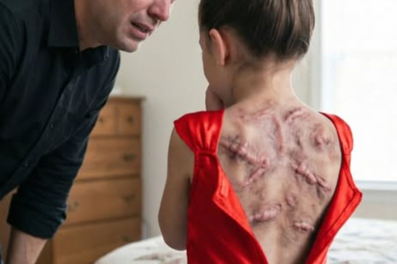 Minha filha de 8 anos me enviou uma mensagem que dizia: “PAPAI, VENHA AO MEU QUARTO. SÓ VOCÊ”. Então ela se virou e me mostrou as marcas de mãos que cobriam suas costas. Achei que naquele dia eu a levaria a um recital de piano, até que um segredo aterrorizante expôs as pessoas de quem ela tinha medo durante todo esse tempo…