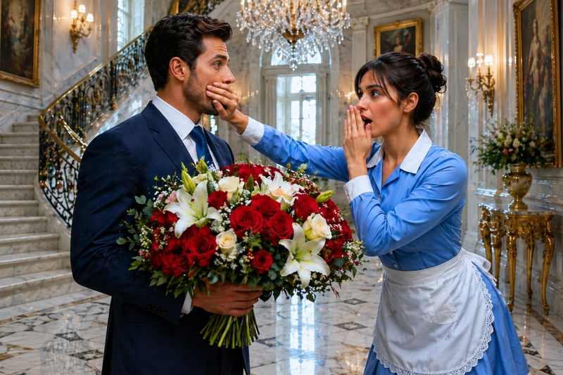 Chegou cedo com rosas para o aniversário, mas a empregada tapou sua boca e sussurrou “não suba agora”, antes de revelar a esposa no quarto com seu melhor amigo traidor