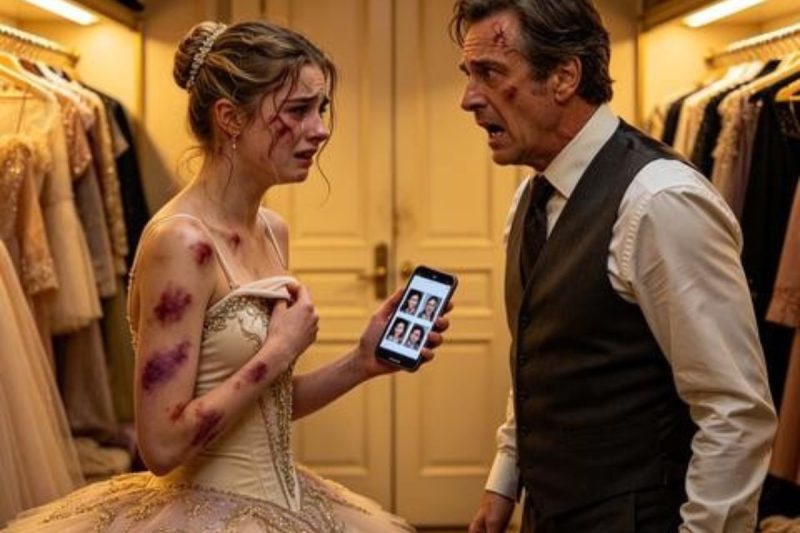 A mensagem da minha filha chegou minutos antes do recital: “Só você, papai”; quando entrei no quarto, ela fechou a porta, levantou a camiseta e destruiu em segundos a imagem da nossa família perfeita, porque aquelas marcas tinham um responsável inesperado — e ela guardava provas capazes de afundar todos nós.