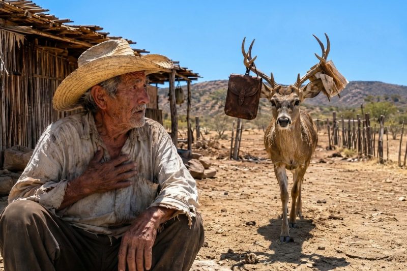 Ele perdeu tudo aos 70 anos… até que o veado que ele resgatou voltou com algo preso nas galhadas.