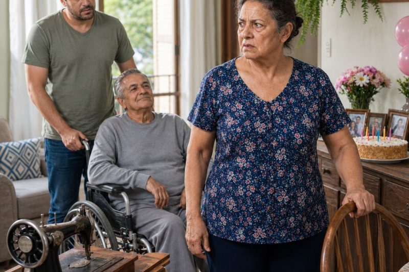“Você vai cuidar dele, querendo ou não” — disse o filho ao empurrar o pai em cadeira de rodas no aniversário da mãe; mas a velha máquina de costura escondia uma verdade que ninguém queria ouvir.