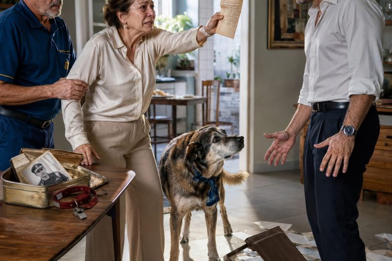 No meu último dia como carteiro, um cachorro idoso me levou até a casa da viúva de seu antigo dono. ela abriu uma caixa escondida e disse: “ele repetiu por 8 anos o último caminho do meu marido”. quando o filho apareceu para obrigá-la a vender a casa, uma carta revelou a mentira que ele escondia desde a morte do próprio pai.