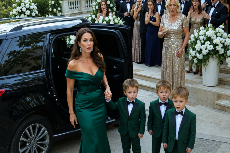 setran Levei meus trigêmeos de 5 anos ao casamento do meu ex-marido milionário… e, no segundo em que a família dele os viu…
