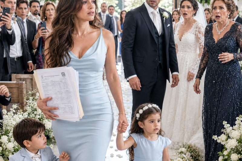 O milionário expulsou a esposa dizendo que ela nunca poderia lhe dar filhos; três anos depois, no dia em que ia se casar com sua “segunda chance”, ela entrou na igreja com dois gêmeos de mãos dadas e uma pasta que destruiu toda a mentira da família.