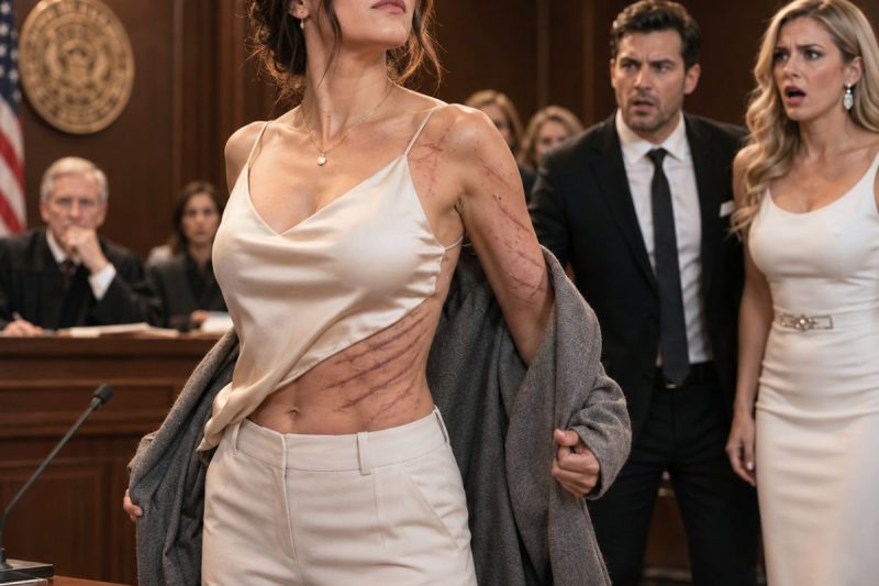 Meu marido zombou de mim em plena audiência e disse que eu morreria de fome… até que tirei o casaco e mostrei as cicatrizes que ele achou que estariam enterradas para sempre.