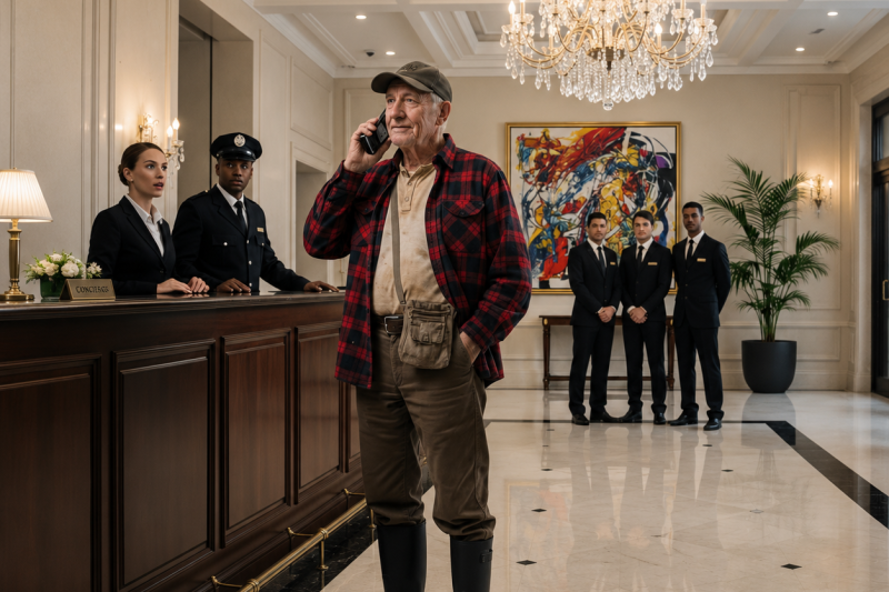 setran Um fazendeiro entra em um hotel, mas é subestimado pela recepcionista — quando ele pega o telefone, todos se arrependem…