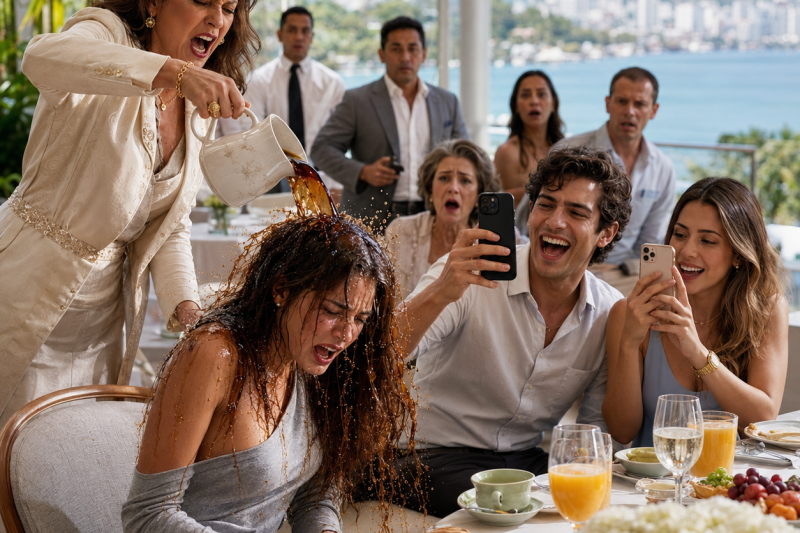 A filha humilhada com café quente no brunch familiar ouviu “fracassada” enquanto o irmão filmava, mas ninguém imaginava que o vídeo revelaria uma fortuna escondida e uma traição imperdoável