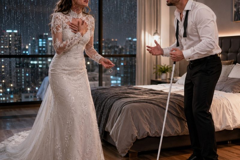 De vestido branco e o rosto marcado pelo fogo, ela ouviu o marido cego dizer: “eu entrei naquela casa para te salvar”; mas a dor virou revolta quando soube que a mãe já conhecia parte da verdade e escolheu o silêncio para manter a filha viva