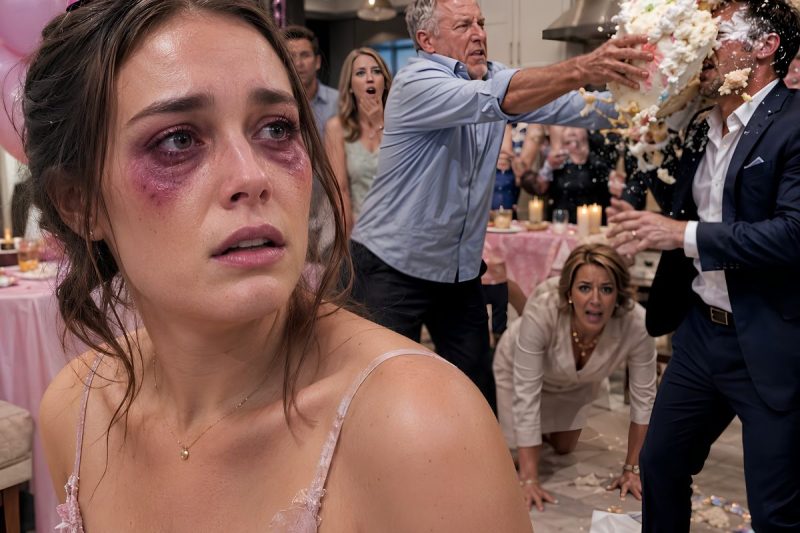 “Minha menina… por que seu rosto está cheio de hematomas?”, perguntou meu pai assim que entrou na minha festa de aniversário. Antes que eu pudesse responder, meu marido sorriu com arrogância e disse: “Sim, fui eu. Dei um tapa nela em vez de parabenizá-la.” Meu pai tirou lentamente o relógio e me ordenou: “Saia para o quintal. Agora.” Pela janela da cozinha, vi minha sogra se arrastando pelo chão em direção à porta… e então tudo mudou.