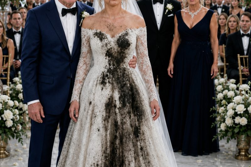 Minha sogra derramou algo nojento sobre meu vestido de noiva e deixou um bilhete: “Saiba o seu lugar”. Diante de 200 convidados, eu o vesti mesmo assim, segurei o braço do meu pai e caminhei até o altar sem derramar uma lágrima. Então sorri para o noivo e sussurrei: “Sua mãe esqueceu uma coisa: eu conheço o segredo que vai destruir vocês dois”.