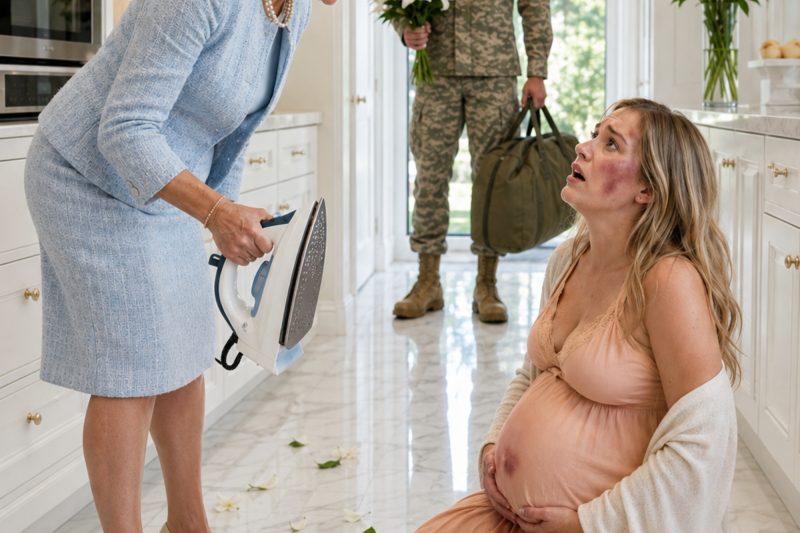 Minha sogra segurou um ferro de passar ardente e fumegante a apenas alguns centímetros da minha barriga de grávida de 8 meses. “Ceda a guarda, ou vocês dois vão acabar queimados”, zombou, rindo enquanto jogava sobre a mesa da cozinha uma notificação militar falsificada sobre a morte do meu marido.
