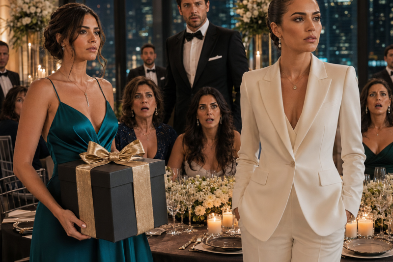 No casamento da cunhada, a sogra colocou a amante do marido na mesa da família e ainda disse: “Ela faz meu filho feliz de verdade”; a esposa não chorou, pegou o presente e saiu em silêncio, mas dentro daquela caixa estava o começo da queda de todos