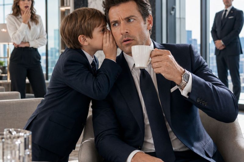 O empresário levou a xícara de café aos lábios… até que um menino sussurrou 4 palavras que salvaram sua vida.