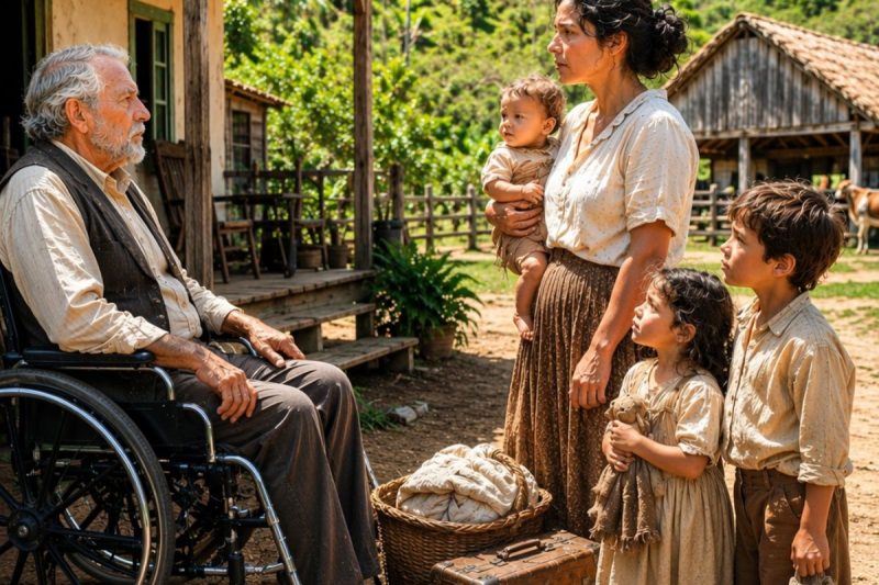 “O senhor não tem quem cuide do senhor, e meus filhos não têm avô… permita-nos ficar”, disse a viúva expulsa de casa — mas ninguém imaginava que ela salvaria o sítio de um parente ganancioso.