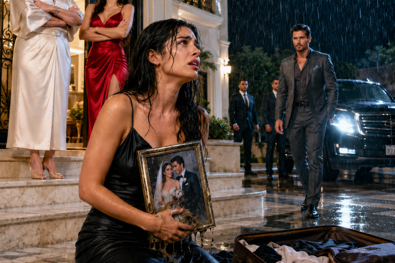 No dia em que enterramos meu pai, minha mãe me jogou na chuva e minha irmã riu do meu marido mecânico. Elas achavam que eu tinha perdido tudo… até ele aparecer de terno, cercado por seguranças, e provar que a mansão já não pertencia a elas.