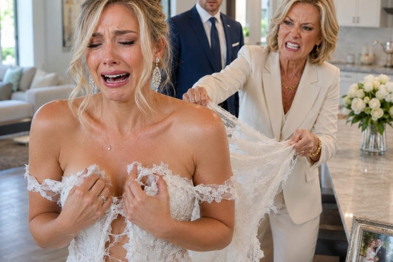 Quando minha sogra rasgou meu vestido branco no meio da minha cozinha, gritou: “Meu filho paga tudo nesta casa!” Meu marido estava de pé ao lado dela e não disse nada. Nem uma única palavra. Então, na manhã seguinte, quando a chave dela já não funcionou na porta da frente da minha casa, eu a observei pela câmera de segurança e sussurrei: “Lorraine, esta casa nunca foi dele.” E essa foi apenas a primeira mentira que descobri.