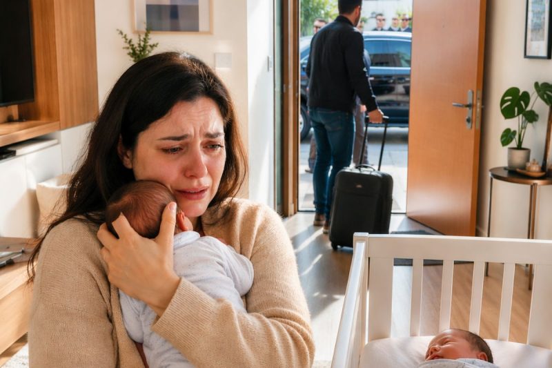 “O choro desses bebês está me enlouquecendo” — disse meu marido antes de sair de mala na mão e me deixar sozinha com nossos gêmeos de 1 mês. Ele achou que voltaria como se nada tivesse acontecido… até abrir a porta de casa e encontrar algo que fez o sorriso desaparecer.