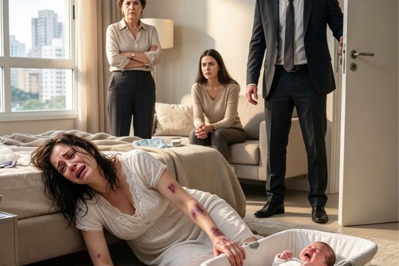 Minha esposa me ligou chorando: “volta antes que seja tarde”, mas minha mãe jurou que era drama de puérpera; quando abri a porta do quarto, vi meu bebê sem forças e os pulsos dela marcados