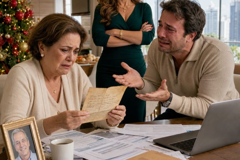 Meu filho me implorou para salvar a casa, mas eu apenas abri a carta que o pai dele deixou e espalhei 12 anos de recibos na mesa; quando minha nora viu o testamento, parou de sorrir