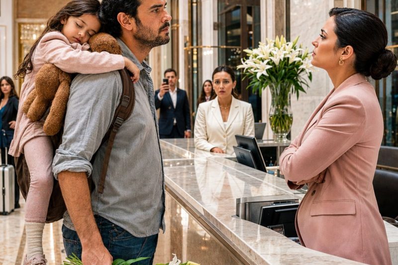 Com a filha pequena no colo, ele foi tratado como alguém que não pertencia àquele hotel de luxo; mas quando a menina sussurrou “papai, por que não deixam a gente ficar?”, o gerente descobriu tarde demais que havia humilhado o próprio dono