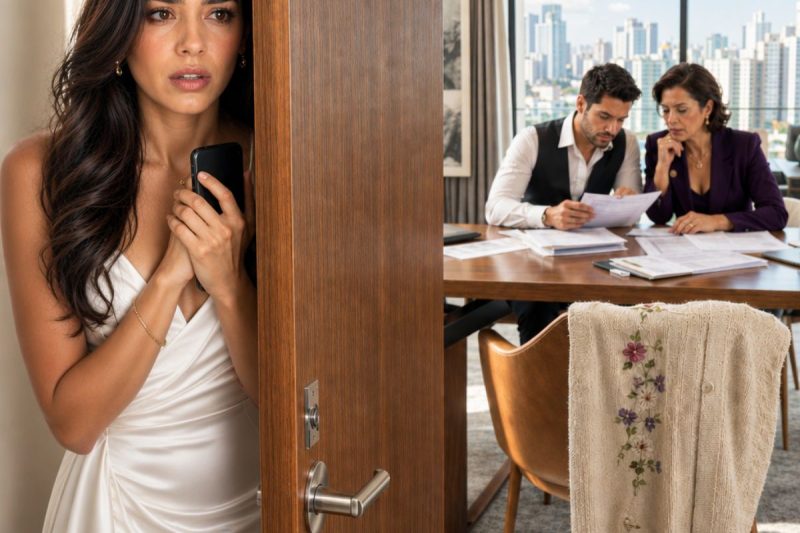 Na véspera do casamento, esqueci uma peça de tricô na casa da minha sogra e voltei para pegar; atrás da porta, ouvi: “com o imóvel dela salvamos a empresa”.