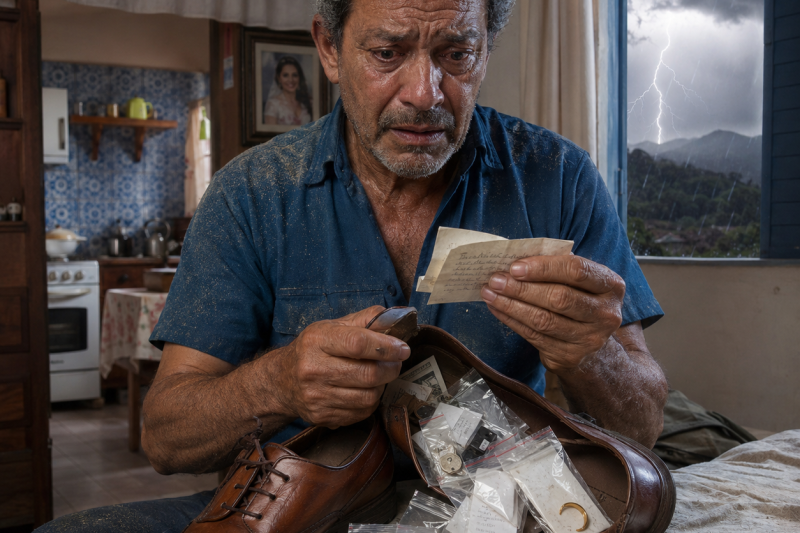 O pai recebeu sapatos caríssimos 3 números menores e achou que a filha o tinha esquecido — até abrir a sola e encontrar um pedido desesperado de socorro sem poder ligar para ela