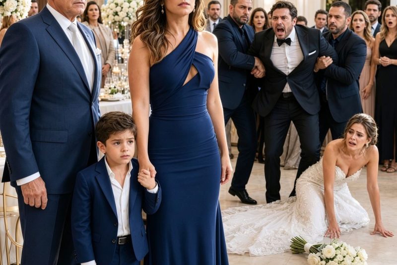 Durante o próprio casamento, meu ex-marido brindou rindo: “me livrei daquela mulher fraca”… mas quando entrei no salão com meu filho e um homem que ele reconheceu tarde demais, a festa inteira virou julgamento
