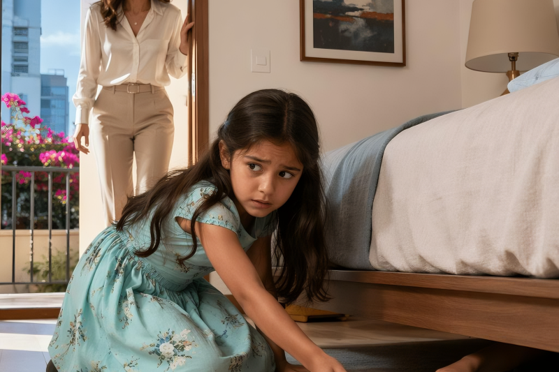 tly/ Minha filha de 6 anos estava definhando de fome com a geladeira cheia. Eu colocava comida no prato, mas ela não comia. Escondia tudo debaixo da cama, embrulhado em guardanapos, e de manhã a comida já tinha desaparecido… mas ela continuava com fome, cada dia mais magrinha, com as bochechas fundas. Pensei que fosse alguma doença, alguma coisa na barriga. Levei minha filha ao médico do SUS, e ele disse que ela estava saudável. Saudável… e desnutrida. Não fazia sentido. Até que uma noite levantei o colchão para limpar e encontrei um pedaço de pão mordido. E a marca dos dentes não era dela. Eram dentes menores. Menores que os da minha filha de 6 anos.