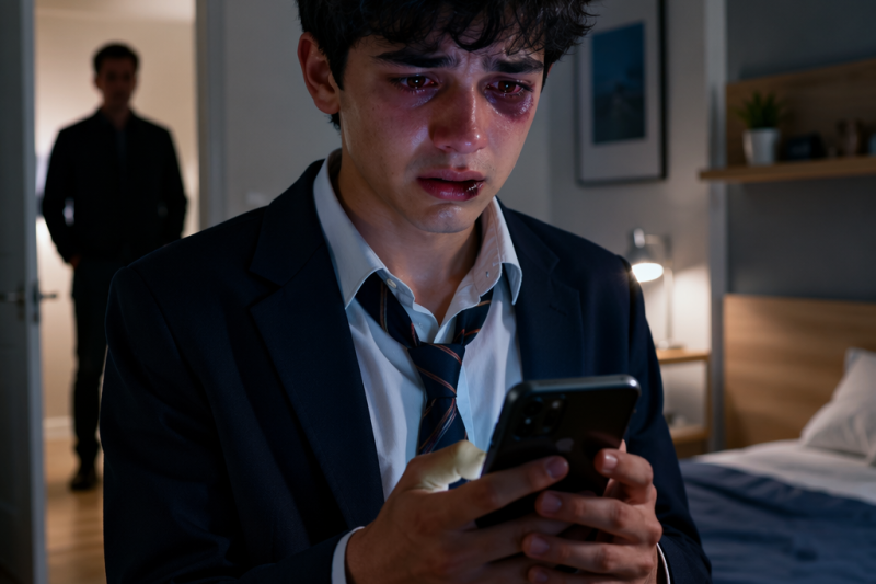 Meu pai me viu machucado à mesa e disse que aquilo era “uma lição de Deus”; horas depois, encontrei no celular dele o pagamento, a mensagem e a prova da traição que nenhum filho deveria descobrir.