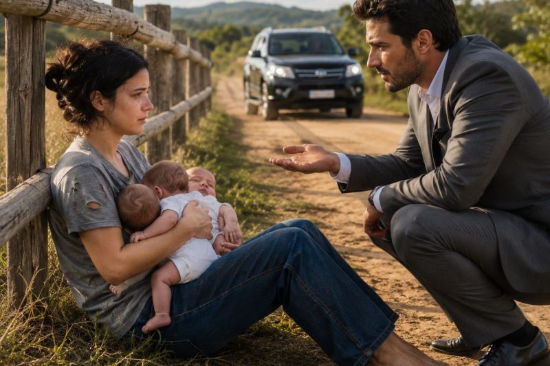 Na estrada de terra, um milionário encontrou uma mãe chorando com três meninas famintas; quando ele disse “vocês vêm comigo”, ninguém imaginava que aquela decisão faria a serra inteira tremer