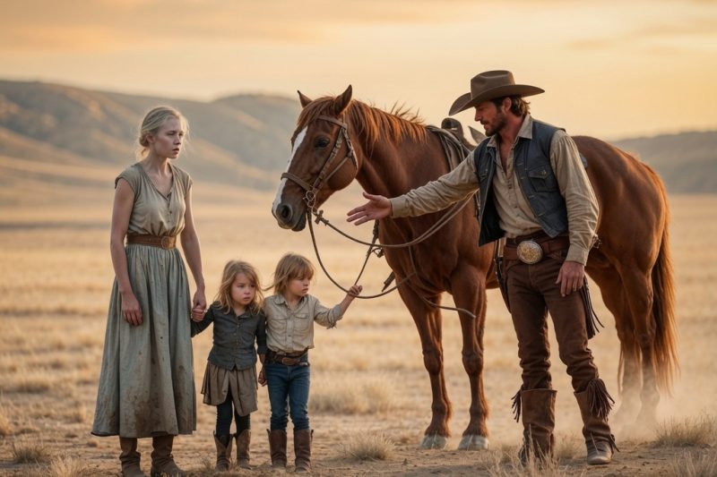 A viúva caminhava para entregar os 2 filhos antes que morressem de fome, mas um cowboy parou na estrada e disse: “Hoje ninguém vai separar essa família.”