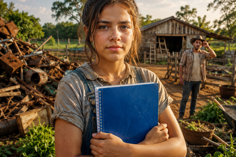 A cidade inteira chamava a fazenda de lixão… mas apenas uma menina de 13 anos e um caderno azul conseguiram salvá-la da ruína.