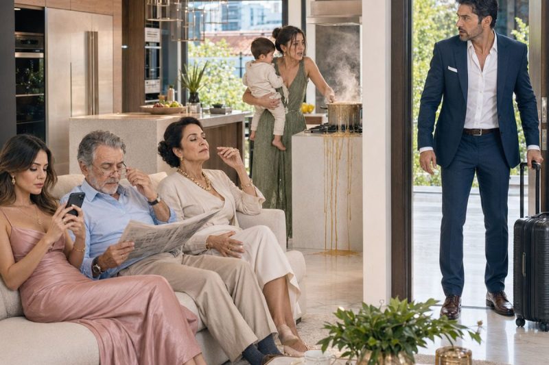 Todos diziam que ela era dramática por chorar com o bebê no colo… até o marido voltar sem avisar, ver a panela transbordando e fazer a pergunta que fez a família inteira gelar