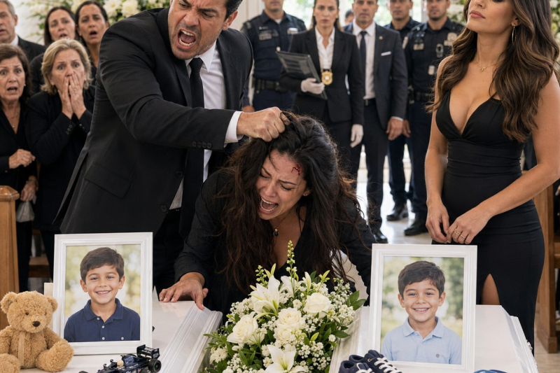 No velório dos 2 filhos, o marido chegou com a amante, culpou a mãe diante dos caixões brancos e ainda sussurrou “eu te enterro com eles”, sem imaginar que ela já tinha provas sobre o seguro milionário que mudaria tudo naquela capela