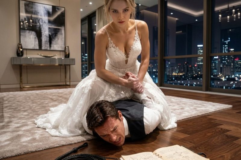 Na nossa noite de núpcias, meu marido jogou em mim uma lista de “regras de esposa” e estalou um chicote. Ele achou que eu ia obedecer… até eu tirar os saltos.