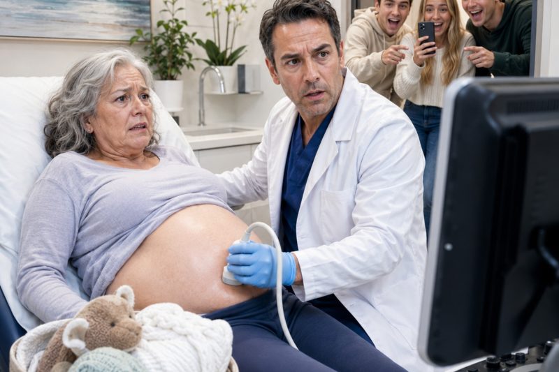 Aos 66 anos, ela chegou ao ginecologista usando fraldas e jurou que iria dar à luz… mas o ultrassom revelou algo que fez o médico tremer.
