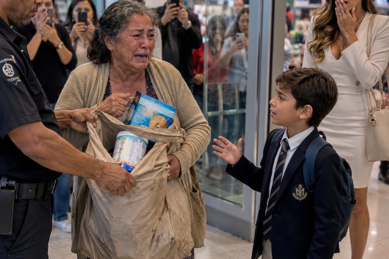 Ela só queria comprar leite para o neto doente, mas foi humilhada no caixa… até um menino rico fazer algo que ninguém naquele mercado esperava