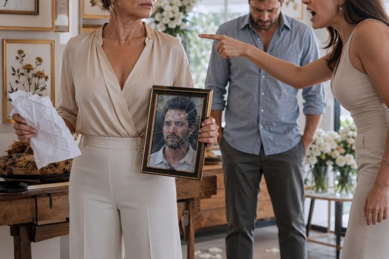 Quando minha nora jogou no chão a foto do meu falecido marido e declarou: “Este quarto será nosso”, meu filho ficou calado; então recolhi a moldura quebrada, sorri e deixei que acreditassem na vitória, sem saberem do segredo guardado no caderno azul.
