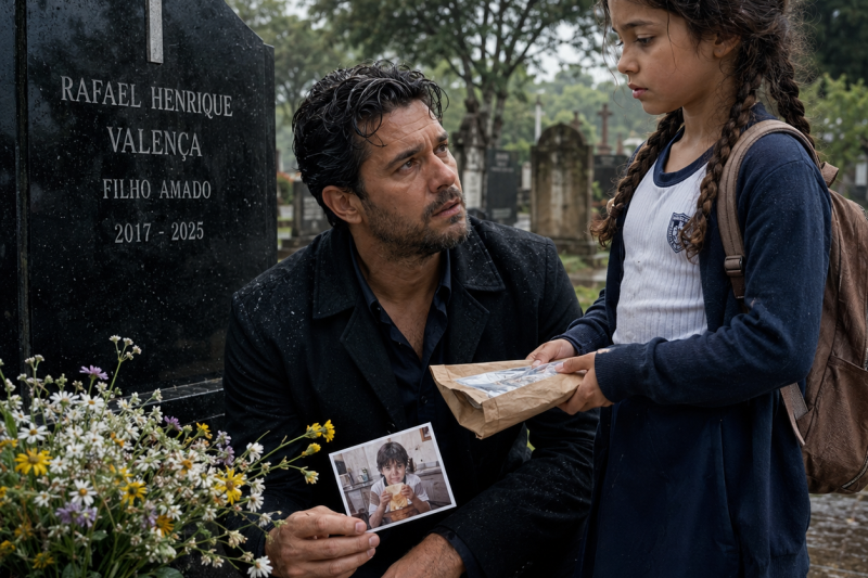 O milionário levou flores por 1 ano ao túmulo do filho, até uma menina de 9 anos apontar a lápide e sussurrar: “Ele não está aí”… e a verdade sobre sua própria irmã destruiu tudo que ele chamava de família.