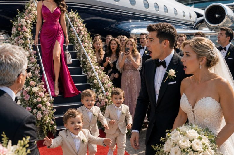 A mãe do meu ex me convidou para o casamento dele para me ver humilhada… Mas, quando apareci com os 3 filhos que ele nunca conheceu, minha filha olhou para o noivo e disse uma frase que fez o casamento inteiro cair em silêncio.