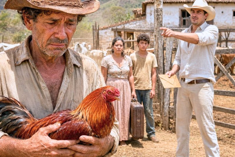 O irmão dele herdou a fazenda inteira e riu ao lhe entregar apenas um galo velho… sem imaginar que aquele animal carregava o segredo que destruiria sua fortuna.