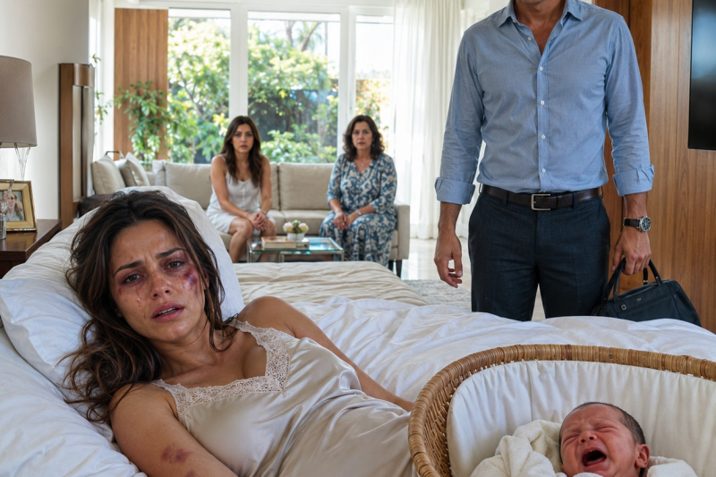 O marido voltou 1 dia antes e encontrou a esposa recém-parida quase desacordada, o bebê chorando no moisés e a própria mãe dizendo: “Ela nunca devia ter sido mãe” — mas as marcas nos pulsos revelaram que a crueldade escondia um plano ainda pior dentro daquela casa