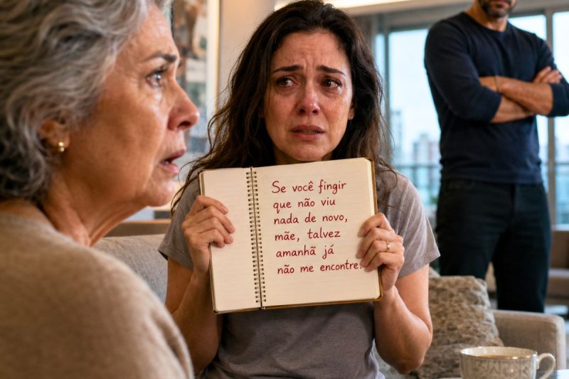 Minha filha deixou um caderno verde com uma frase em vermelho: “Mãe, não finja que não vê.” Meu genro jurou que ela estava confusa, mas bastou eu abrir a pasta NORTE para descobrir os e-mails apagados, o contrato escondido e a fuga que ele tentou impedir.