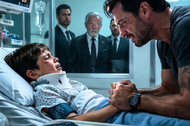 Quando meu filho de oito anos acordou no hospital com o rosto inchado, apertou minha mão e sussurrou: “Pai, o vovô riu quando eu caí.” Minha esposa ainda repetia que foi só um acidente para proteger o pai dela, então eu fiquei em silêncio… até entregar ao juiz o laudo médico, o vídeo da vizinha e um pendrive escondido que não apenas provava a agressão, mas também podia derrubar toda a fortuna da família Barros.